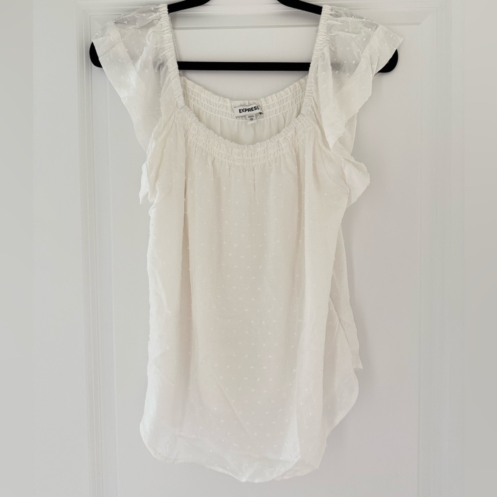 Express white- cream Ruffled Smocked Blouse size Xs
